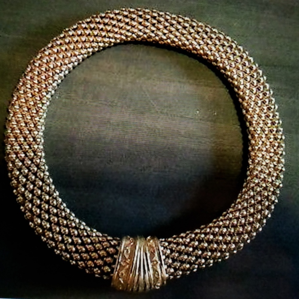 Gold Color Mesh Necklace w/ Magnet Closure
